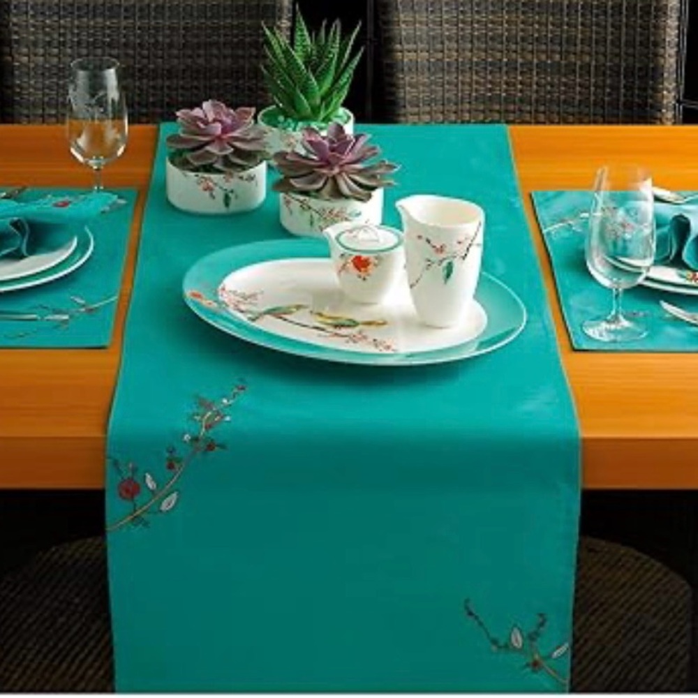 NWT Lenox Chirp Turquoise Table Runner, 19x70